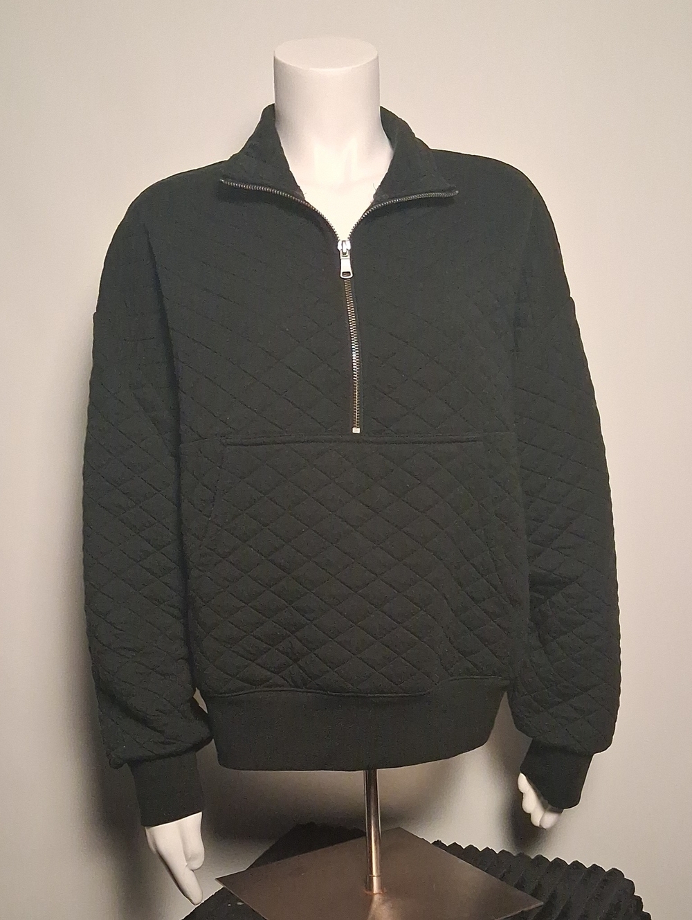 DSG Black Quilted Zip Pullover Sweater